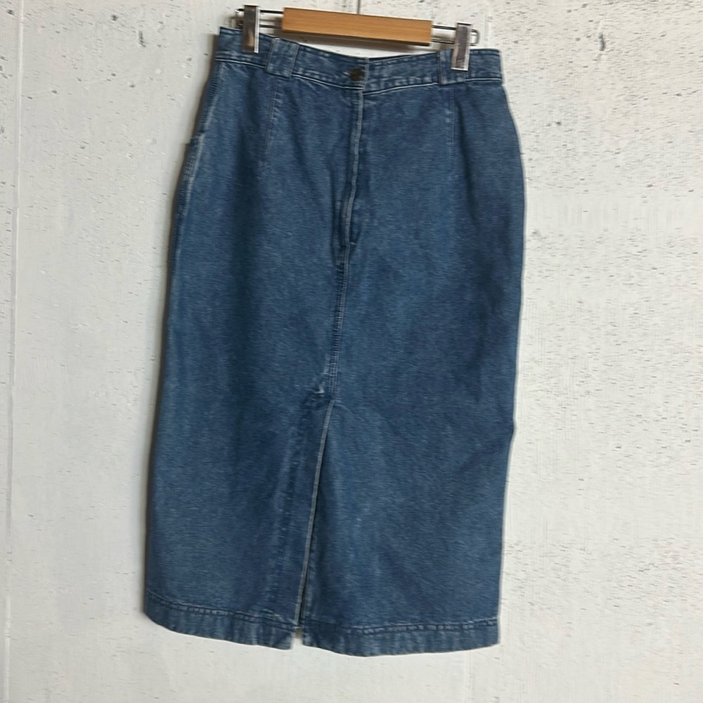 Vintage Cotton Jean Pencil Midi Skirt, S - Picture 13 of 16